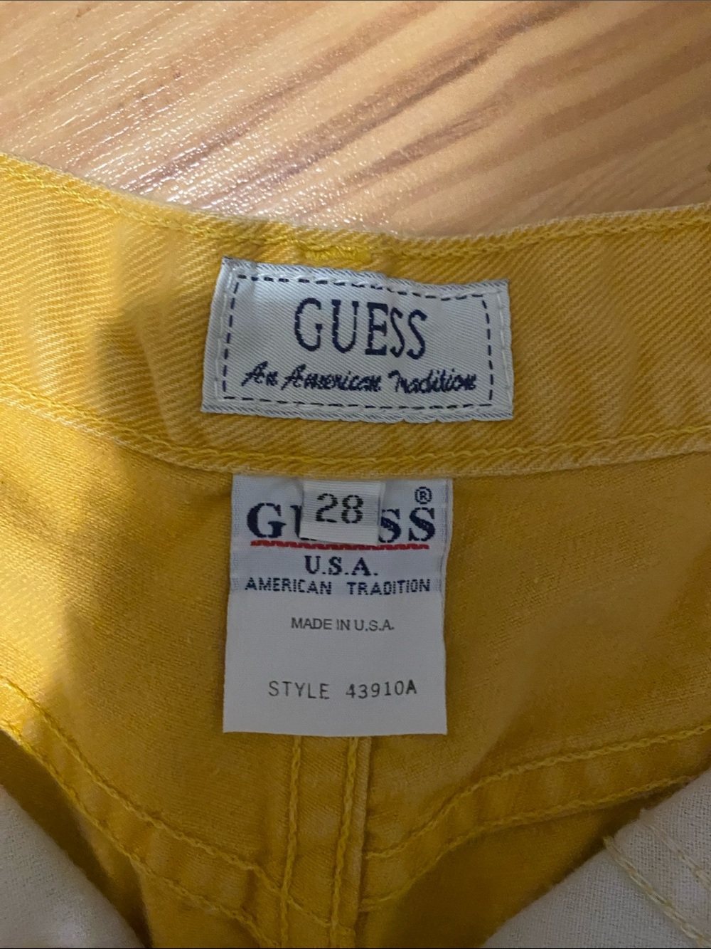 Guess Yellow High-Rise Button-Fly Jean Shorts - Picture 2 of 3